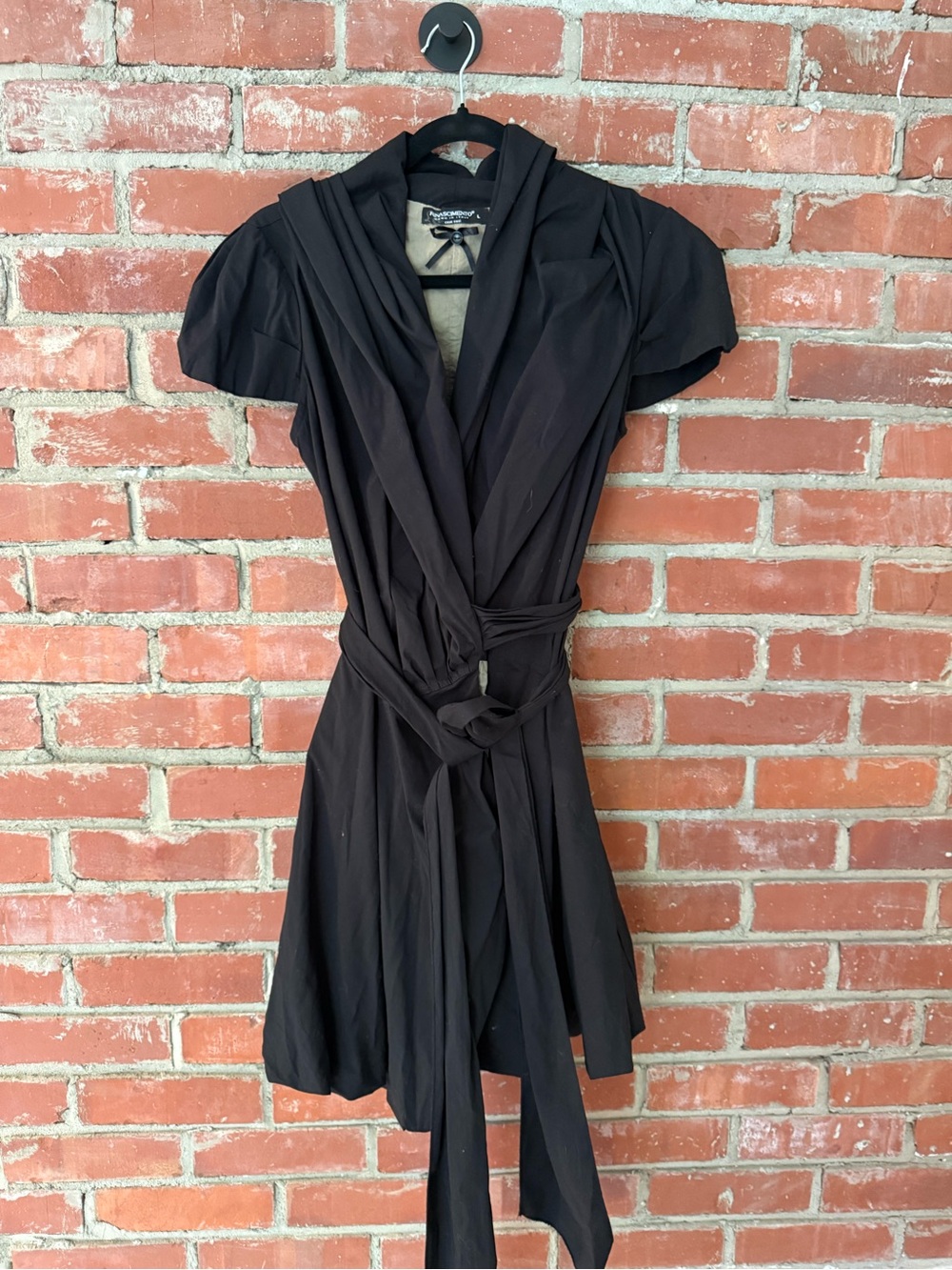 Rinascimento Black Short-Sleeve Wrap Mini Dress